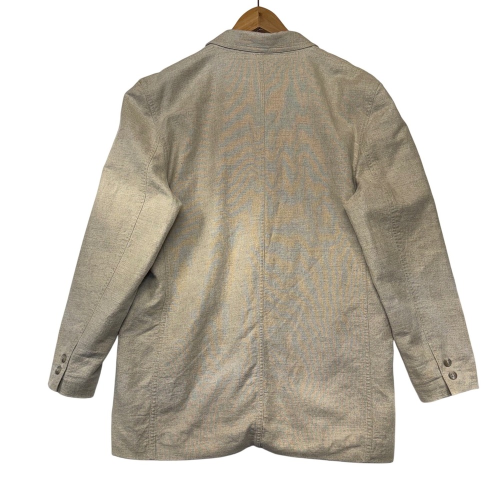 Lizwear Womens Linen Cotton Blend Blazer Beige Oatmeal Two Button Jacket Size 10 - Picture 7 of 9
